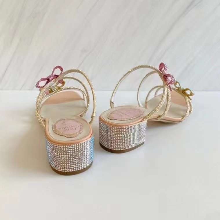 Rene Cavollia 水鑽蝴蝶結粗跟涼鞋 小粗跟 -M