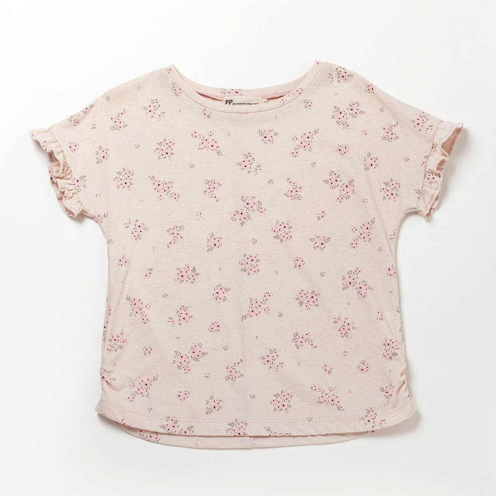 PIPPY小碎花落肩棉麻上衣 粉