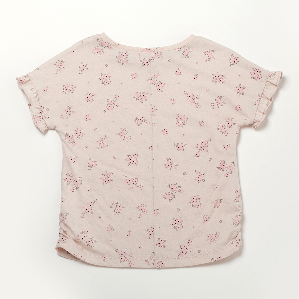 PIPPY小碎花落肩棉麻上衣 粉