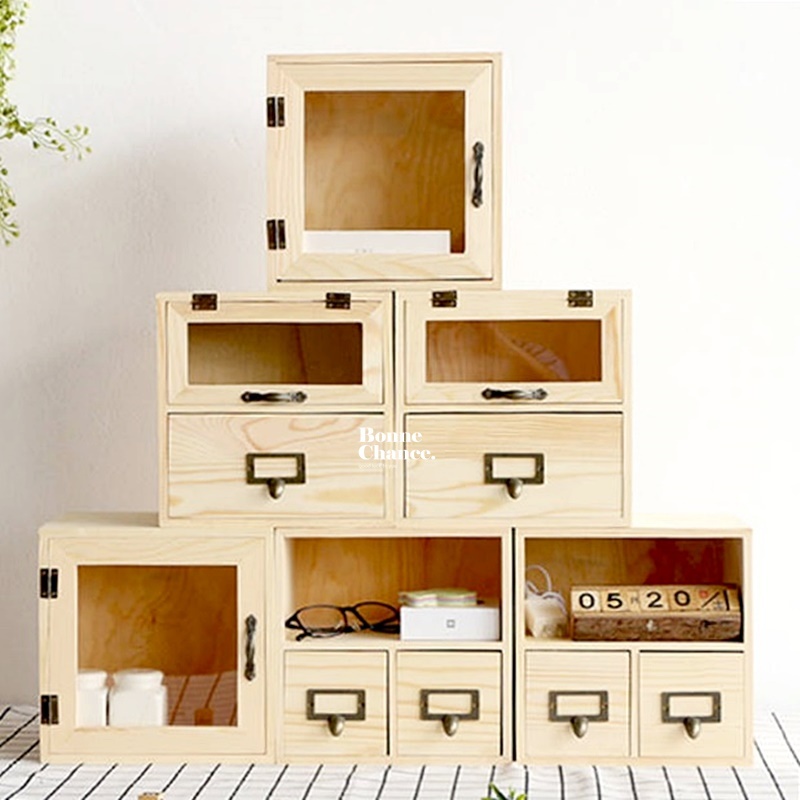 日系木頭方形抽屜收納櫃