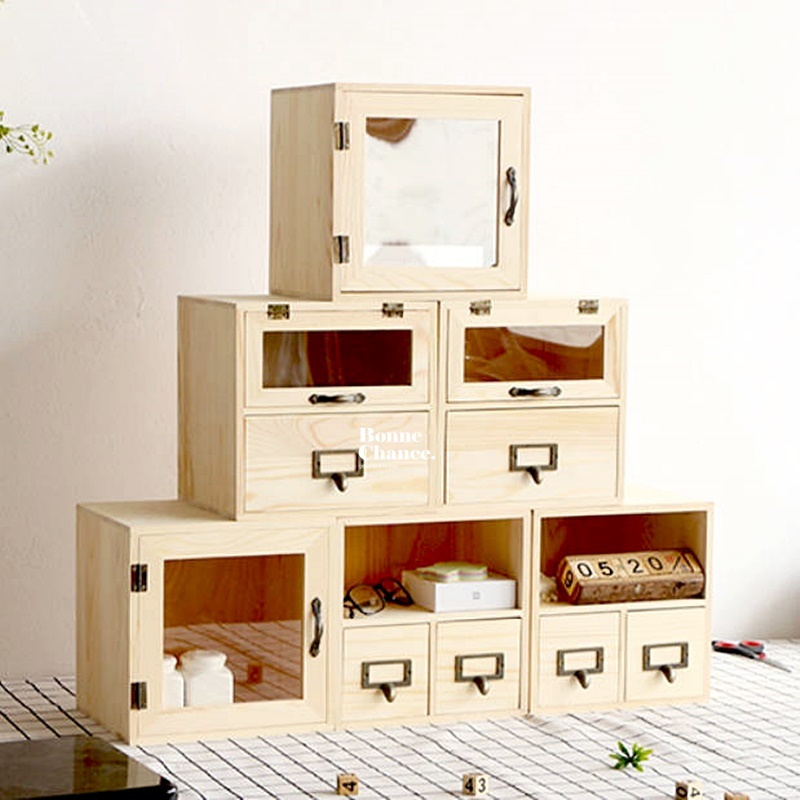 日系木頭方形抽屜收納櫃