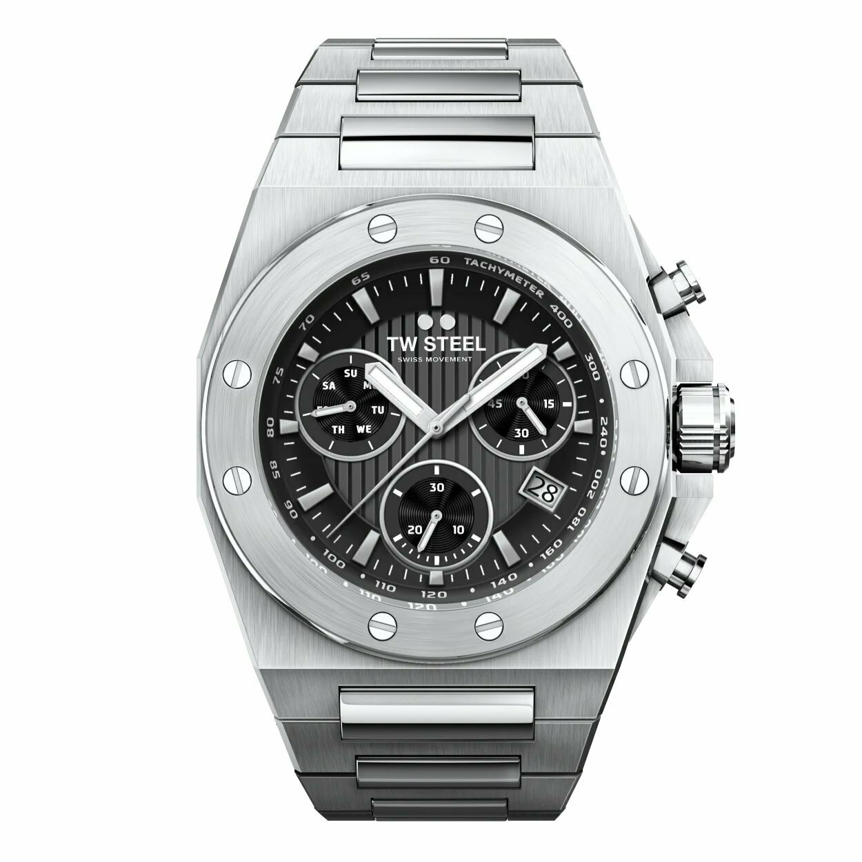 CEO TECH 系列｜全鋼鏈帶黑面計時碼錶