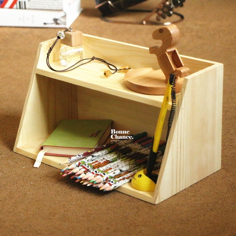 日系木頭梯形層架收納櫃