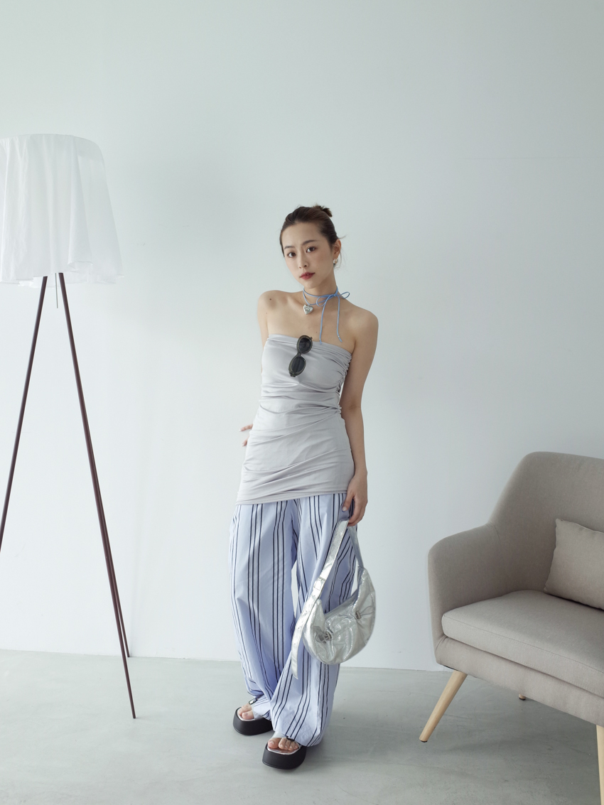 Roman Holiday side zipper stripe trousers