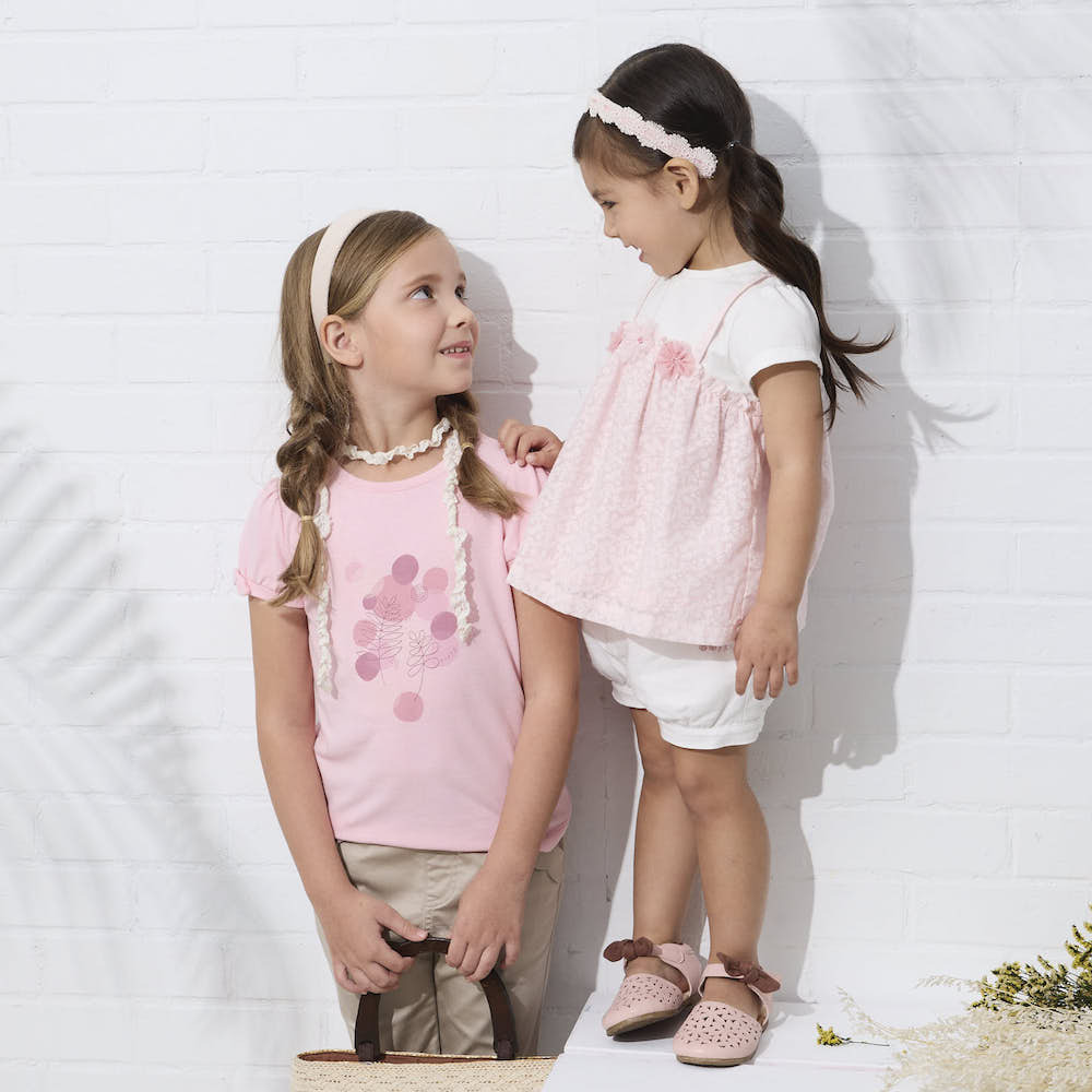 PIPPY 可愛點點印花彈性棉上衣 粉