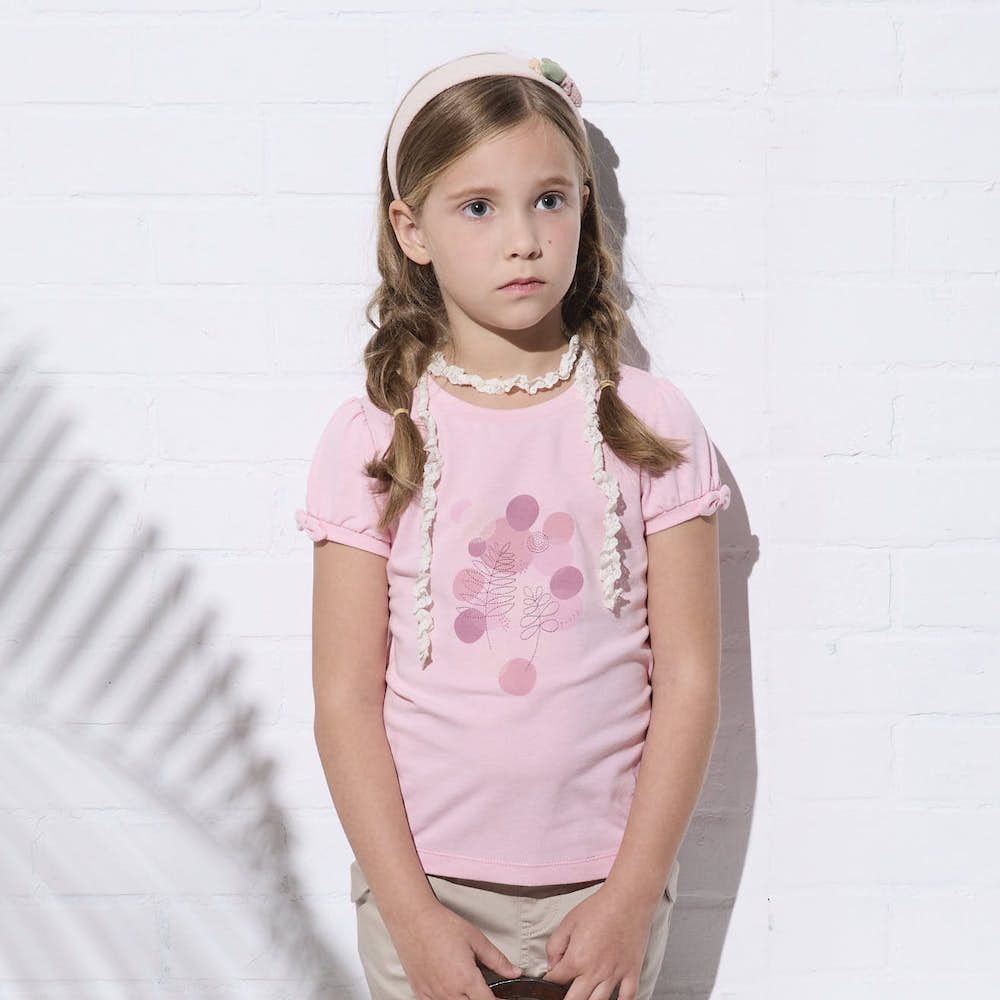 PIPPY 可愛點點印花彈性棉上衣 粉