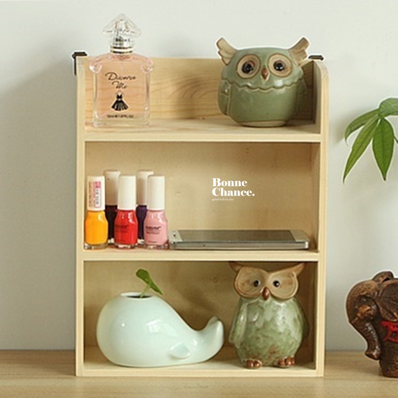 日系木頭三層壁掛兩用收納櫃