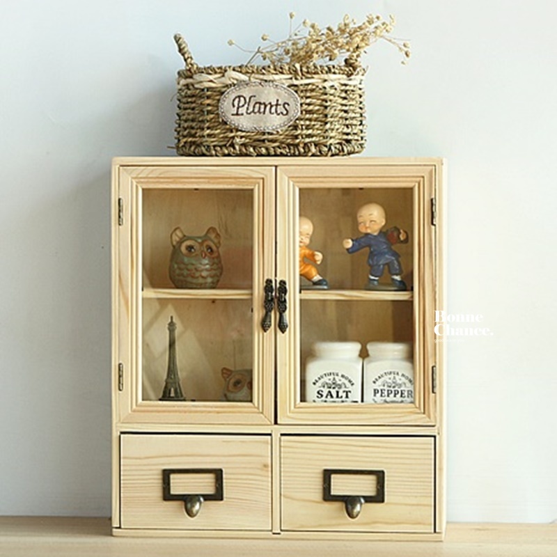 日系木頭雙門抽屜收納櫃