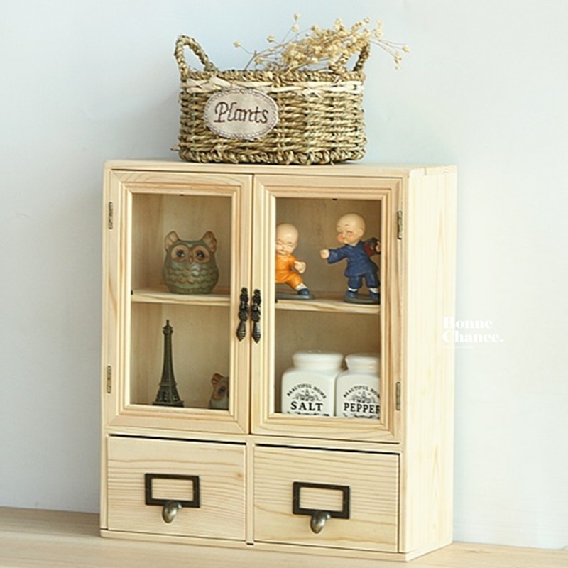 日系木頭雙門抽屜收納櫃