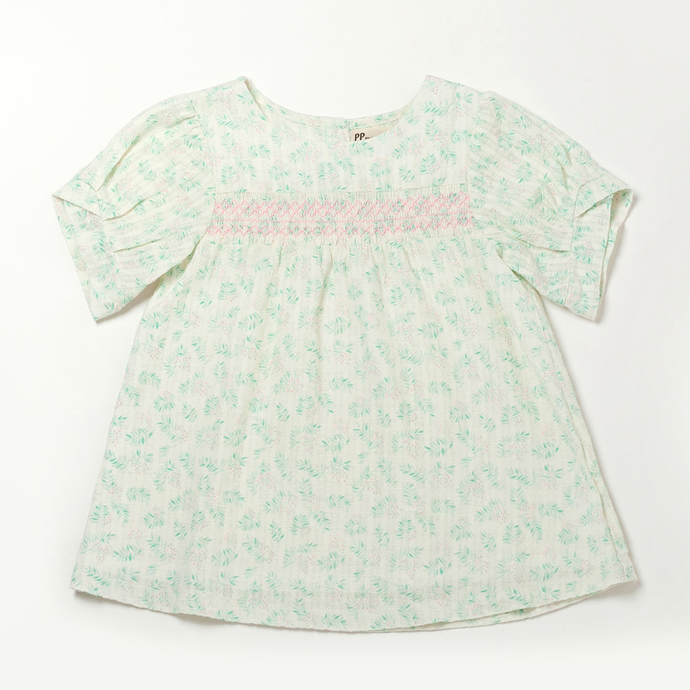 PIPPY碎花刺繡棉質上衣 米