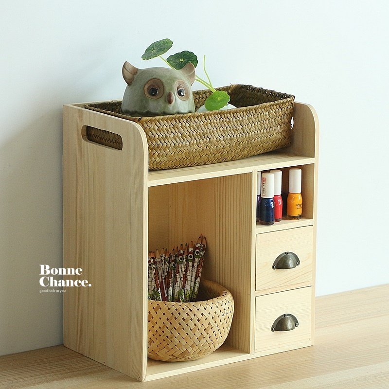 日系木頭抽屜層架收納櫃