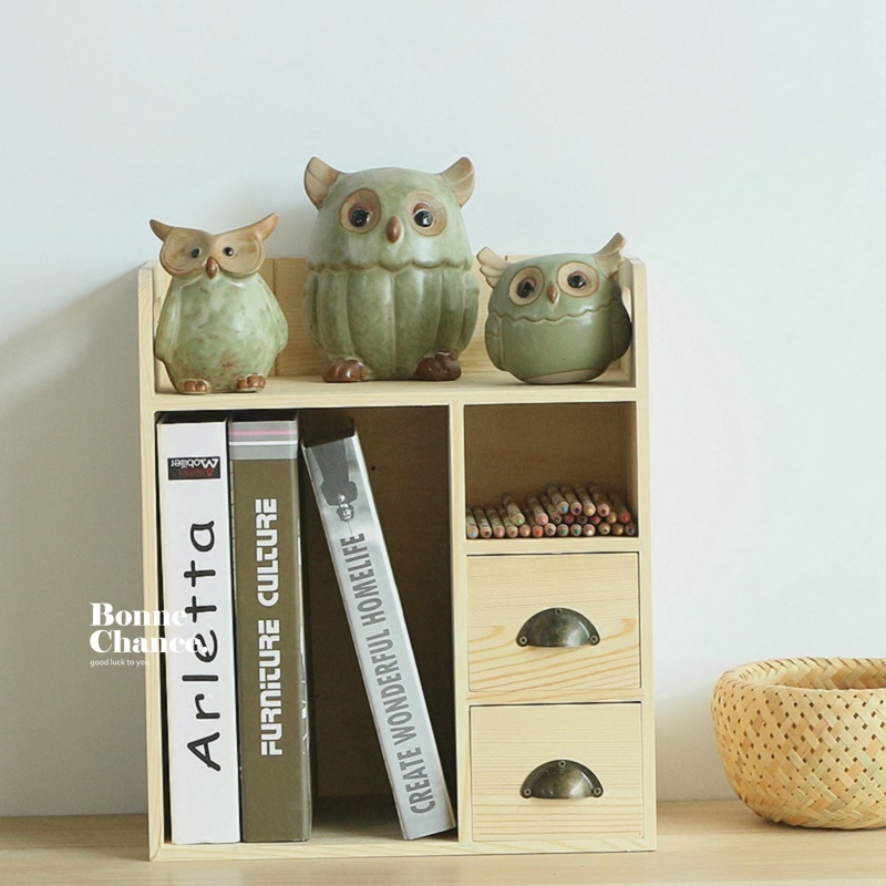 日系木頭抽屜層架收納櫃