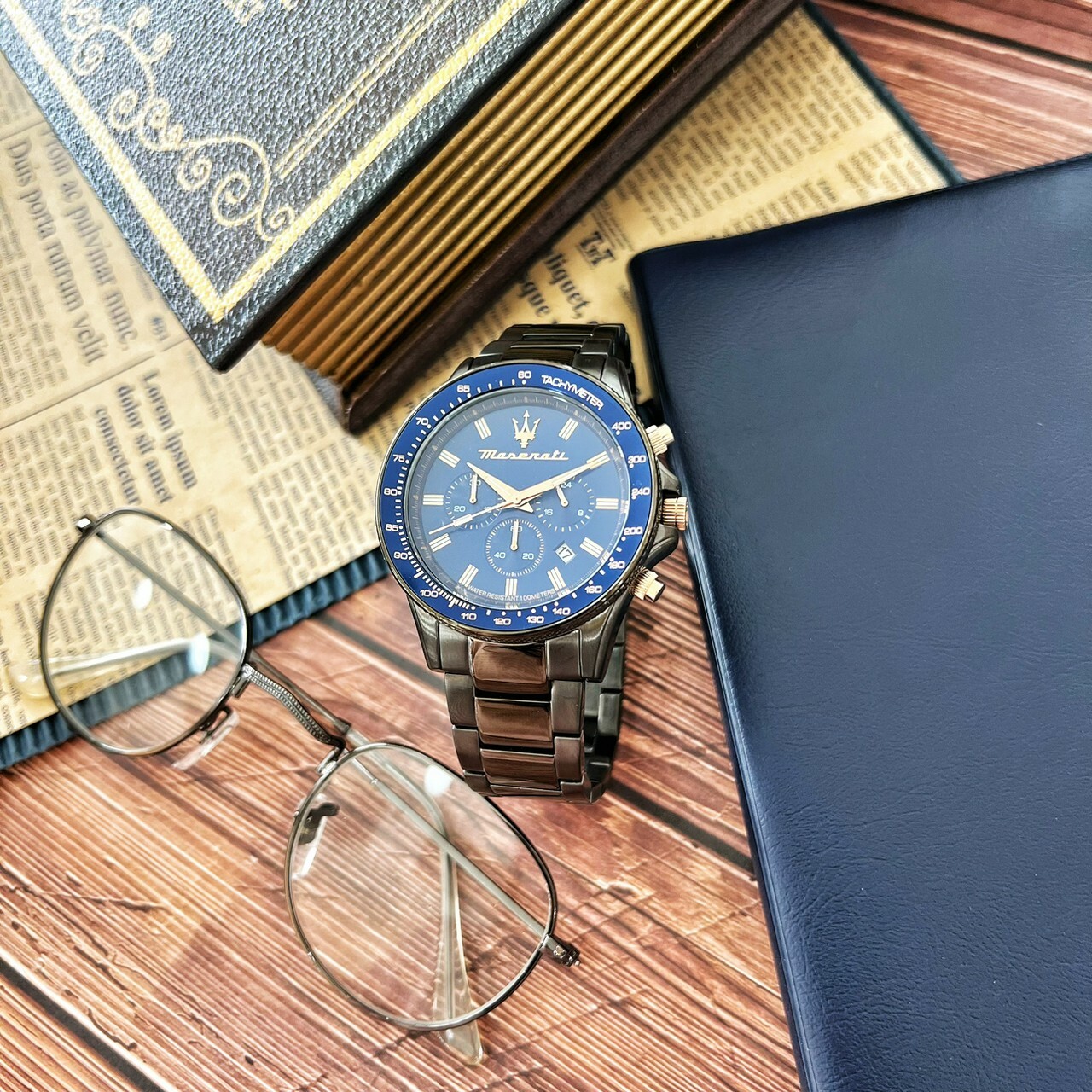 【Maserati瑪莎拉蒂】SFIDA三眼精鍍槍黑色腕錶  R8873640001 44mm 現代鐘錶