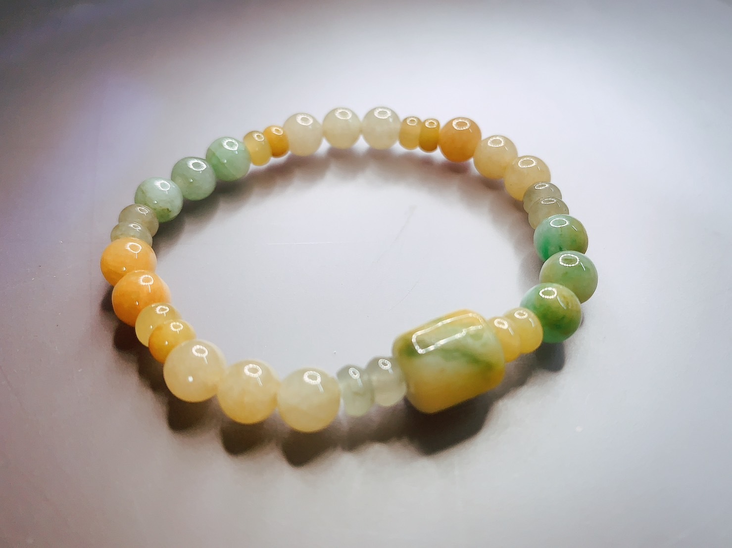 黃加綠01丨翡翠設計手鍊