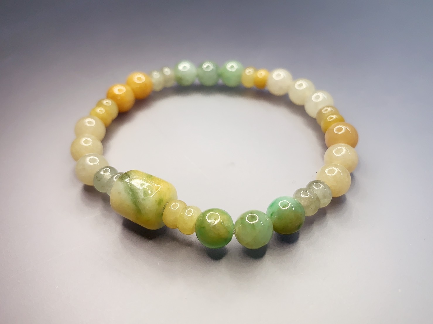 黃加綠01丨翡翠設計手鍊