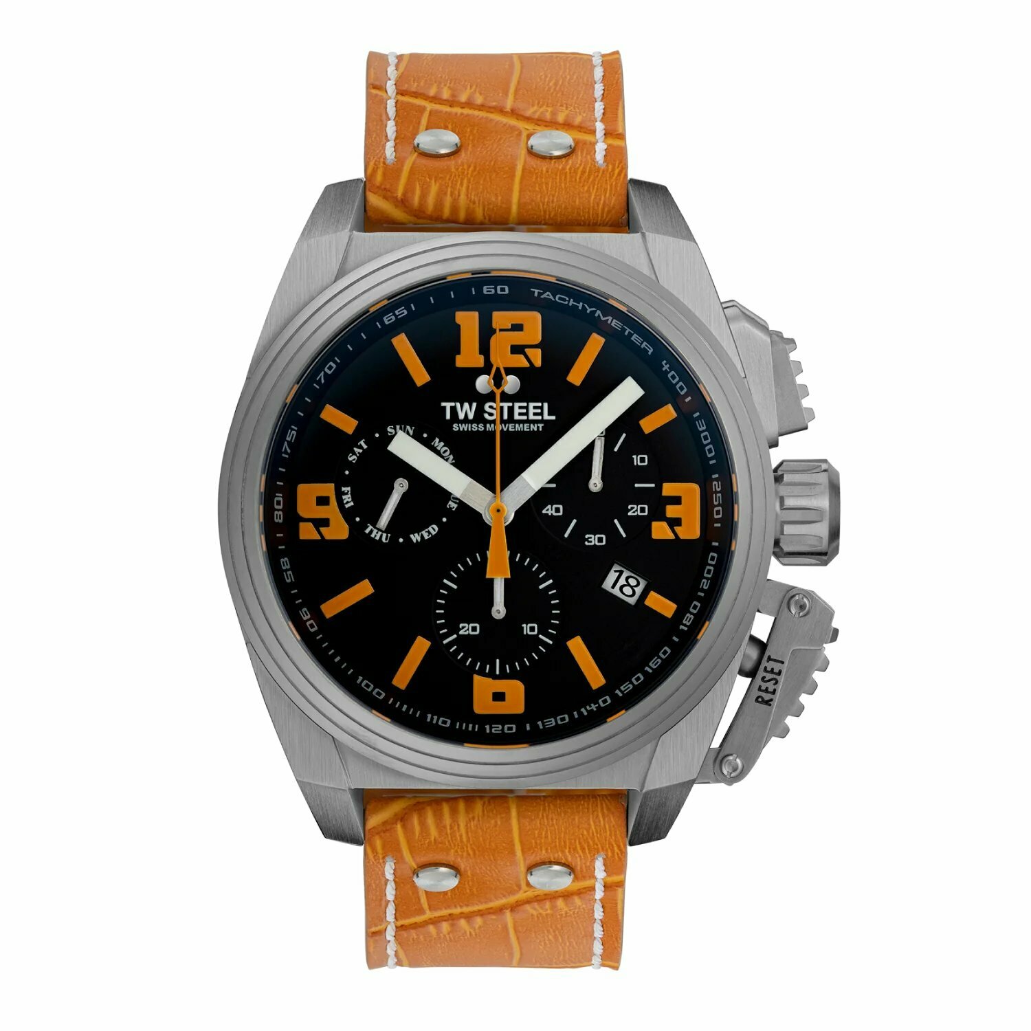 SWISS CANTEEN系列｜全鋼黑橘面計時碼錶