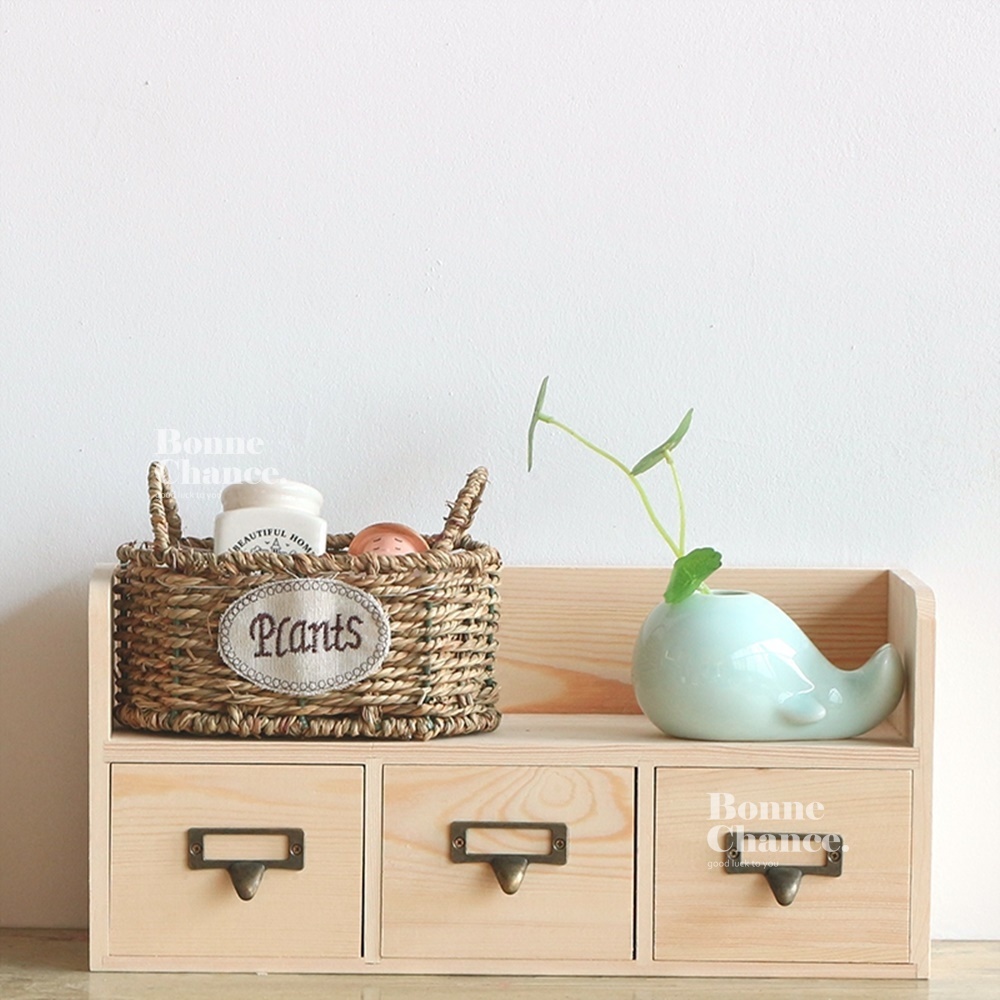 日系木頭三抽長形收納櫃