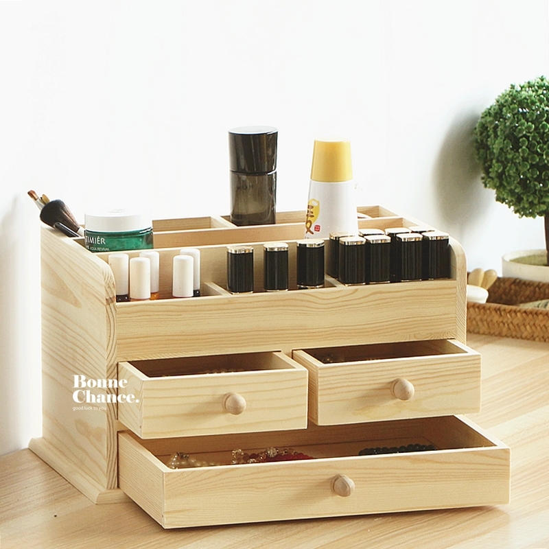 日系木頭化妝品唇膏收納櫃