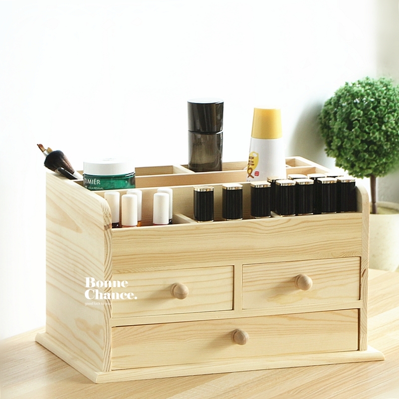日系木頭化妝品唇膏收納櫃