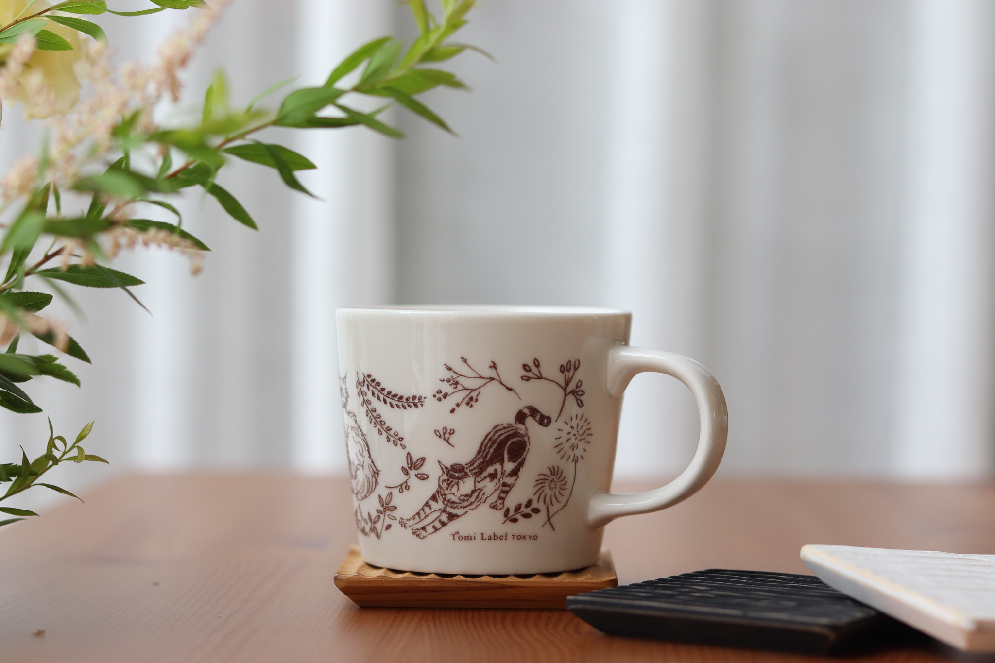 Co-Labo 柚木 直刻紋 方型杯墊