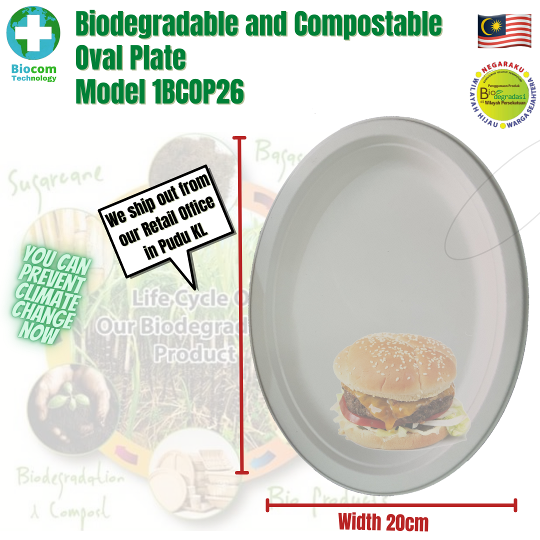 Biodegradable and Compostable Oval Plate