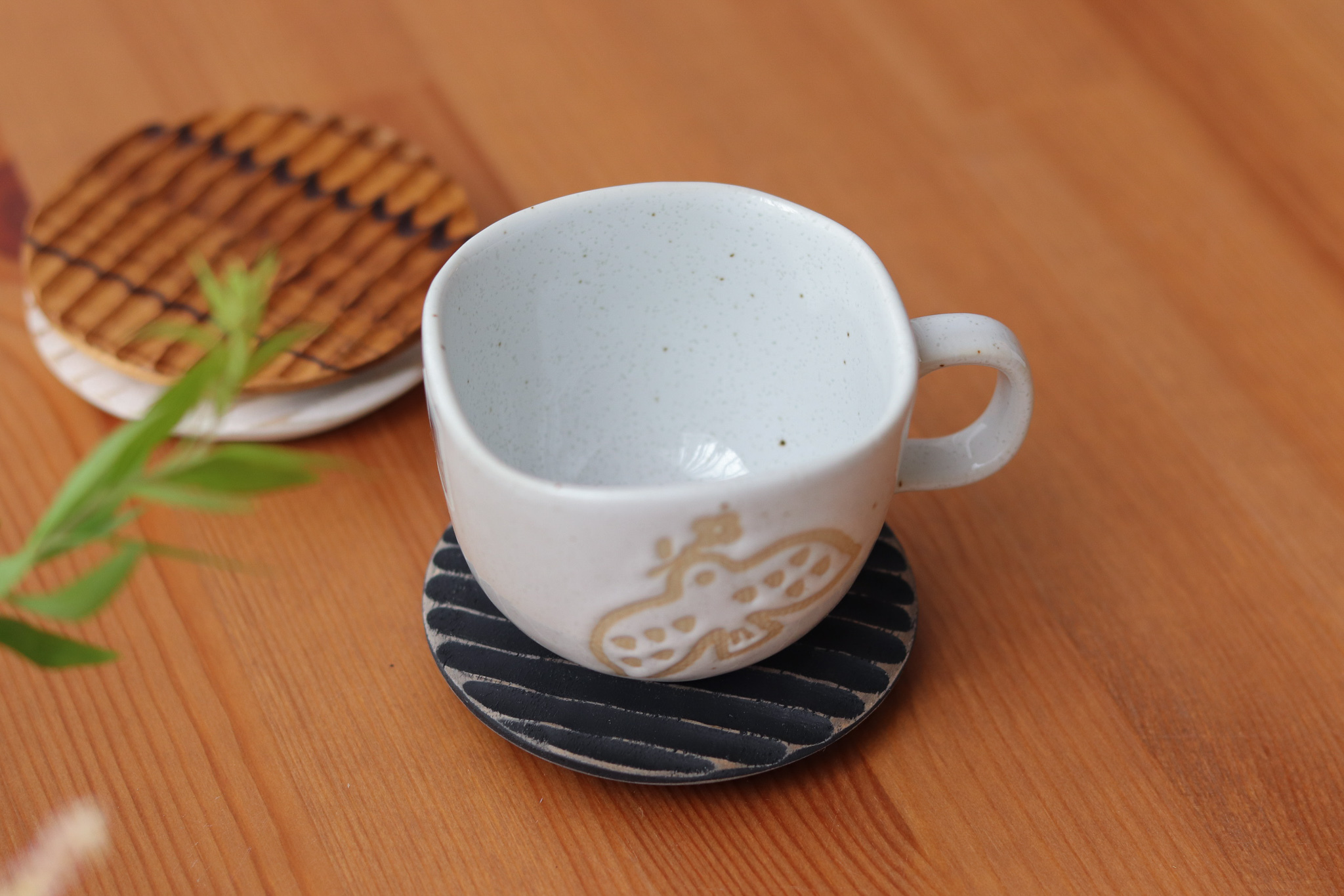 Co-Labo 柚木刻紋 圓形杯墊