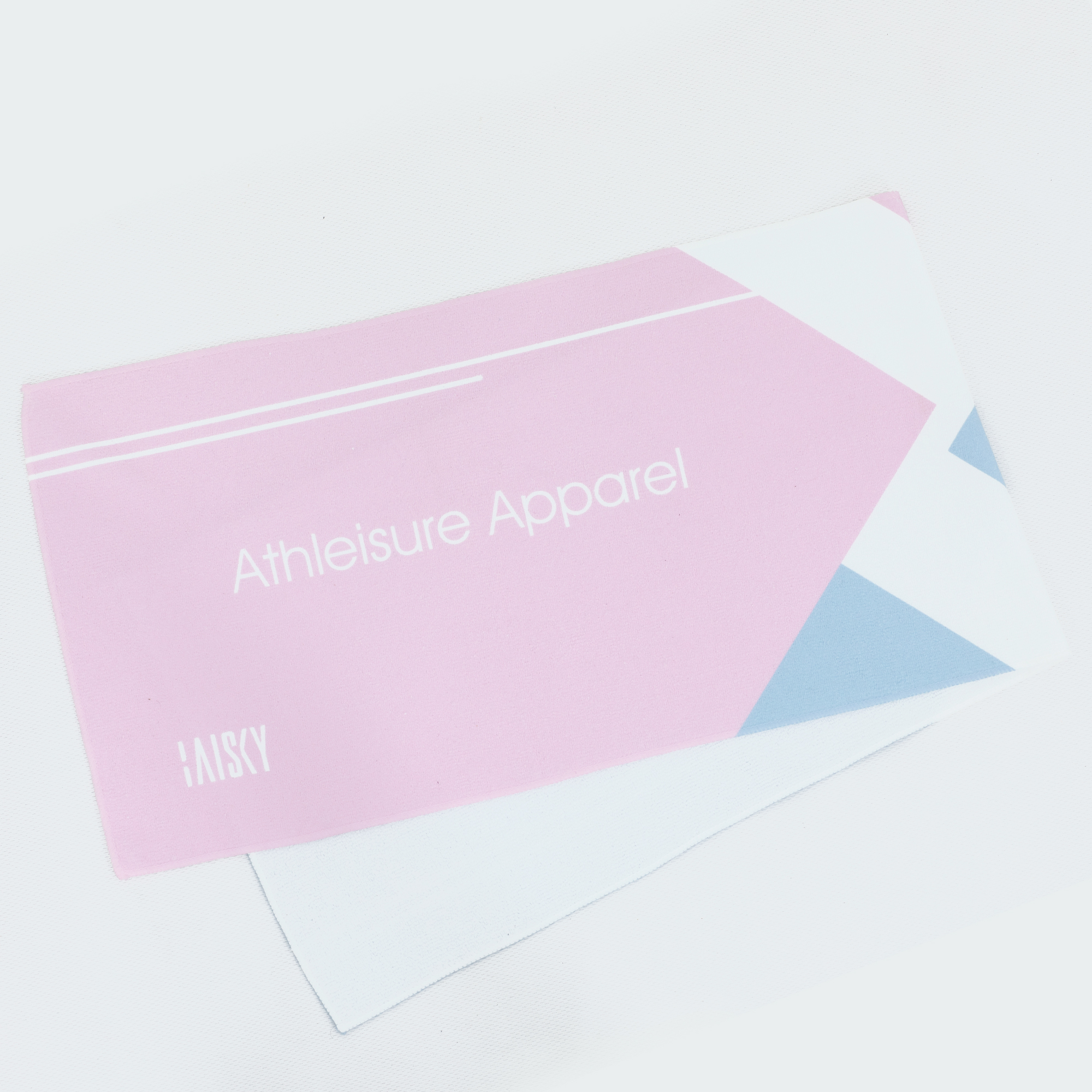 運動毛巾 交錯 藍粉