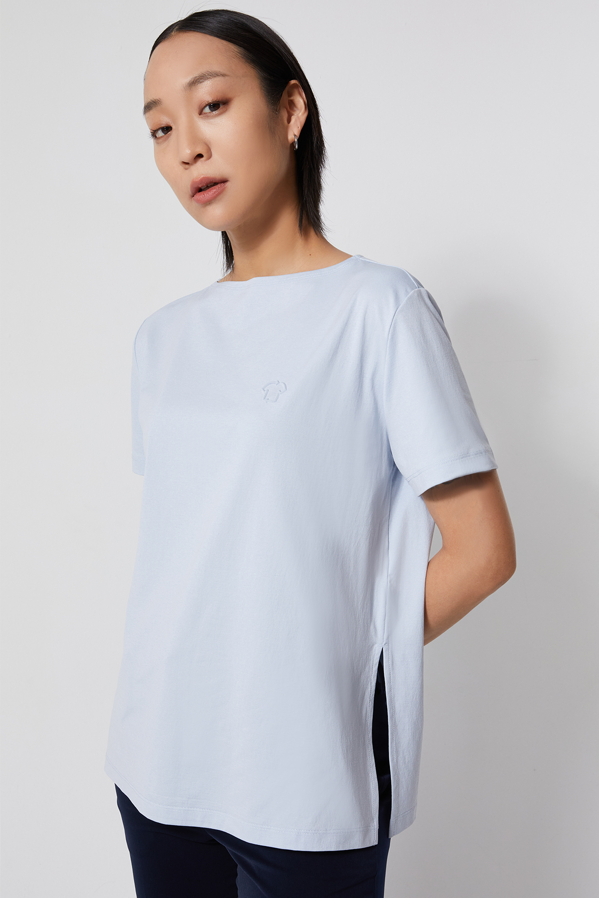 MONO 船領短袖T-SHIRT 女（水藍）