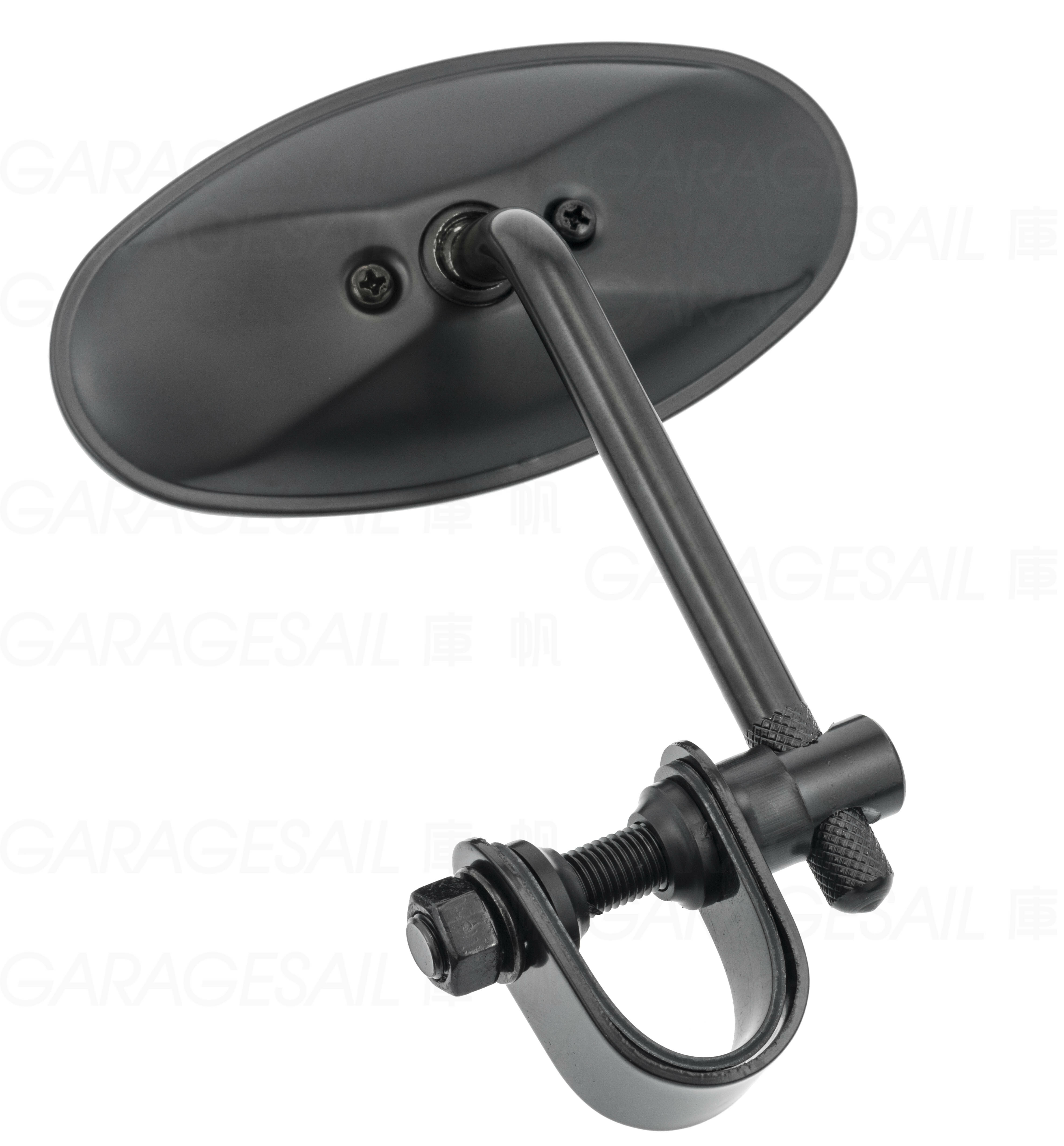 短桿 夾式 後照鏡 橢圓 黑