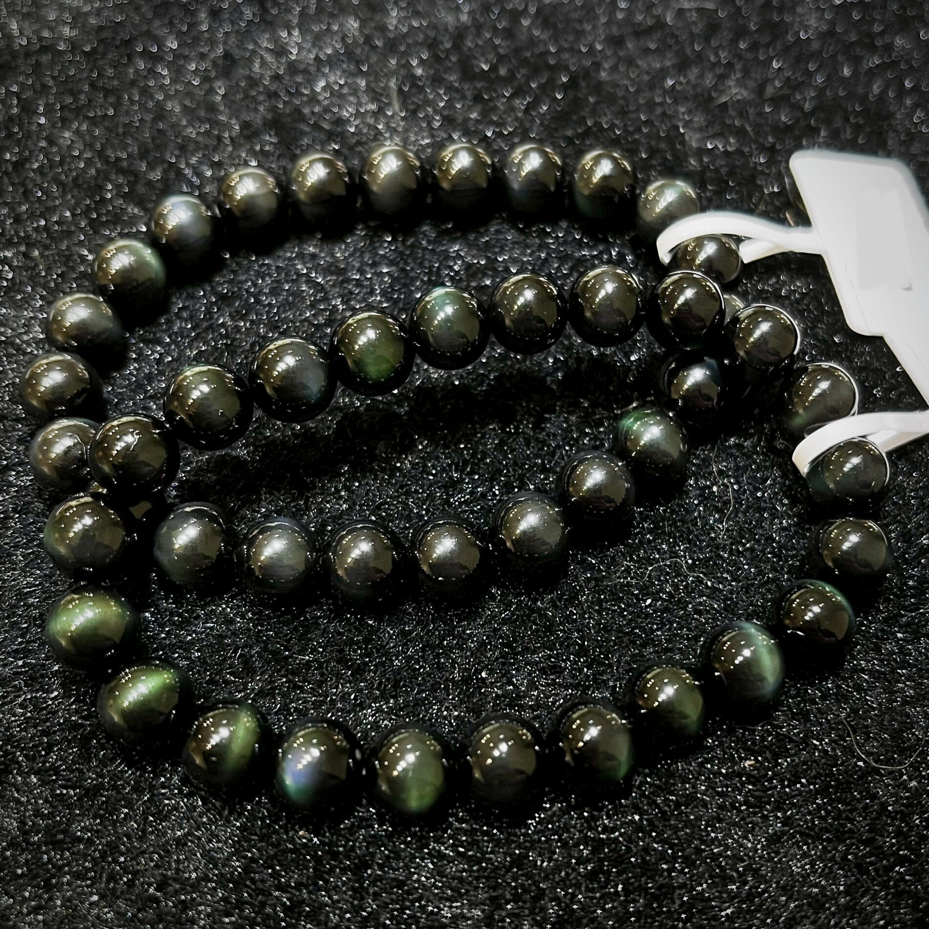 極光黑曜石手串 (綠眼)
