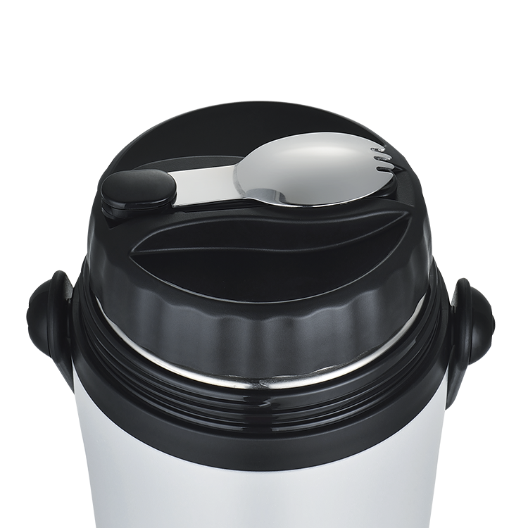 VACA 小牛角 900ml 不銹鋼手提真空飯壺連食物盒及匙羹 - 黑色 (HCC612G)