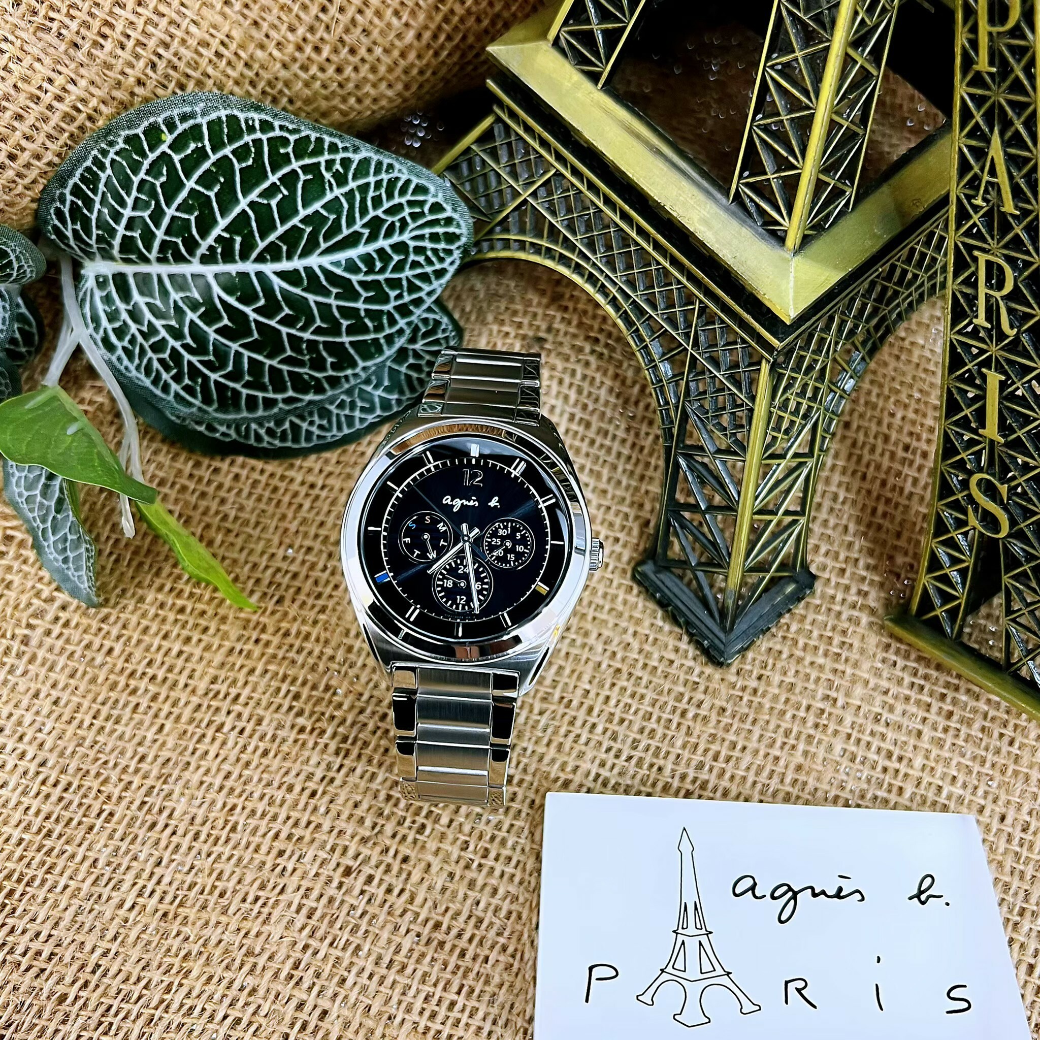 【agnès B 】巴黎時尚太陽能腕錶 V14j 0cg0d 40mm 現代鐘錶