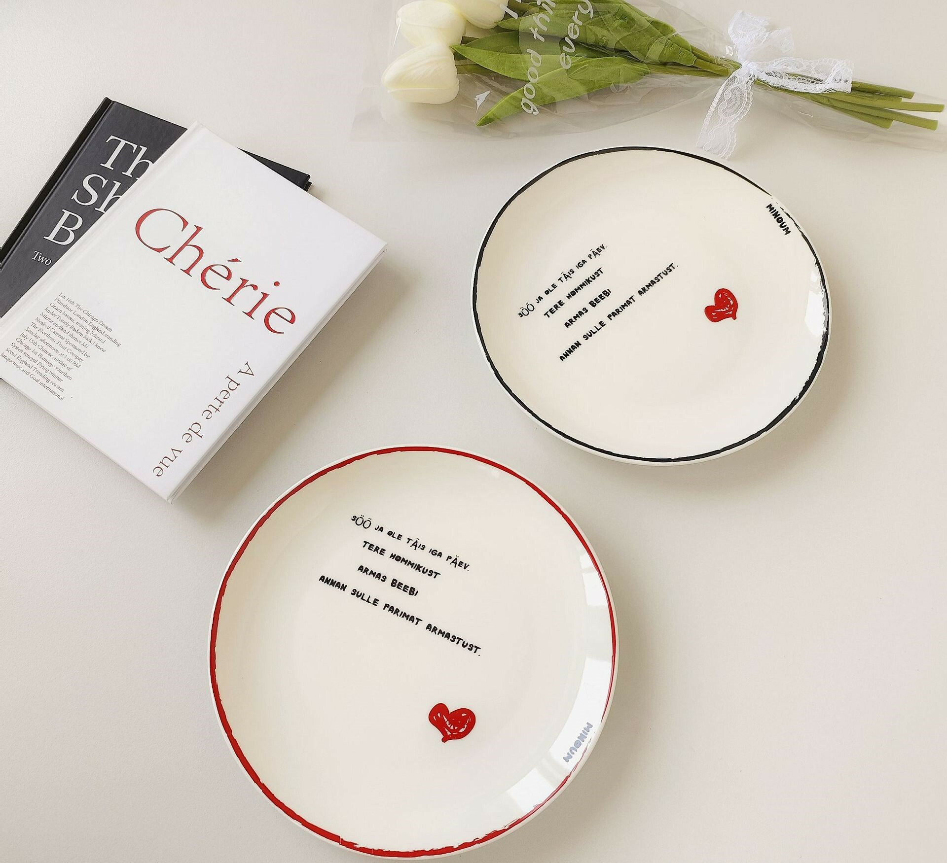 《2417》韓國ins風字母塗鴉陶瓷甜點淺盤