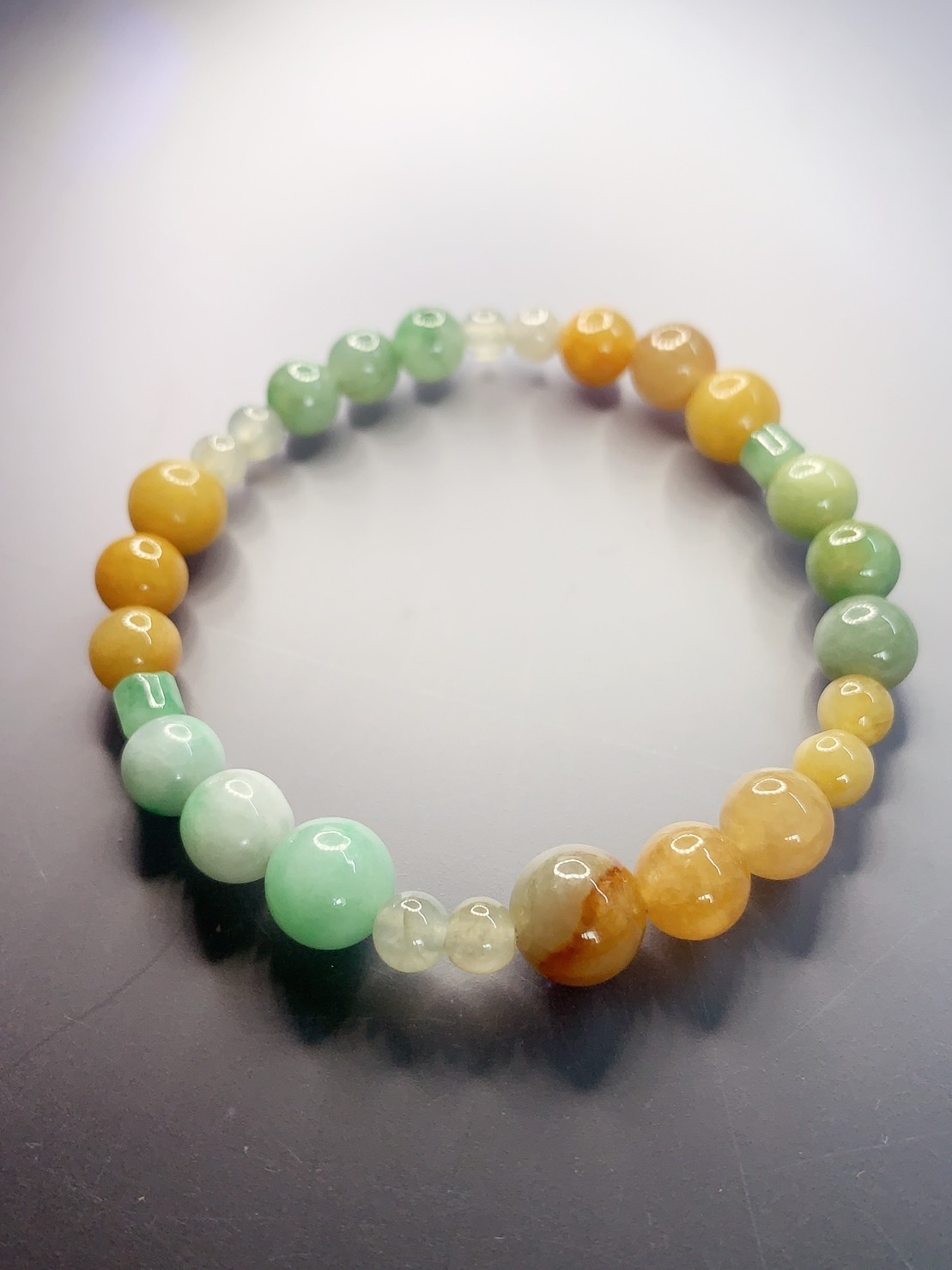 大地色彩02丨黃與綠翡翠設計手鍊