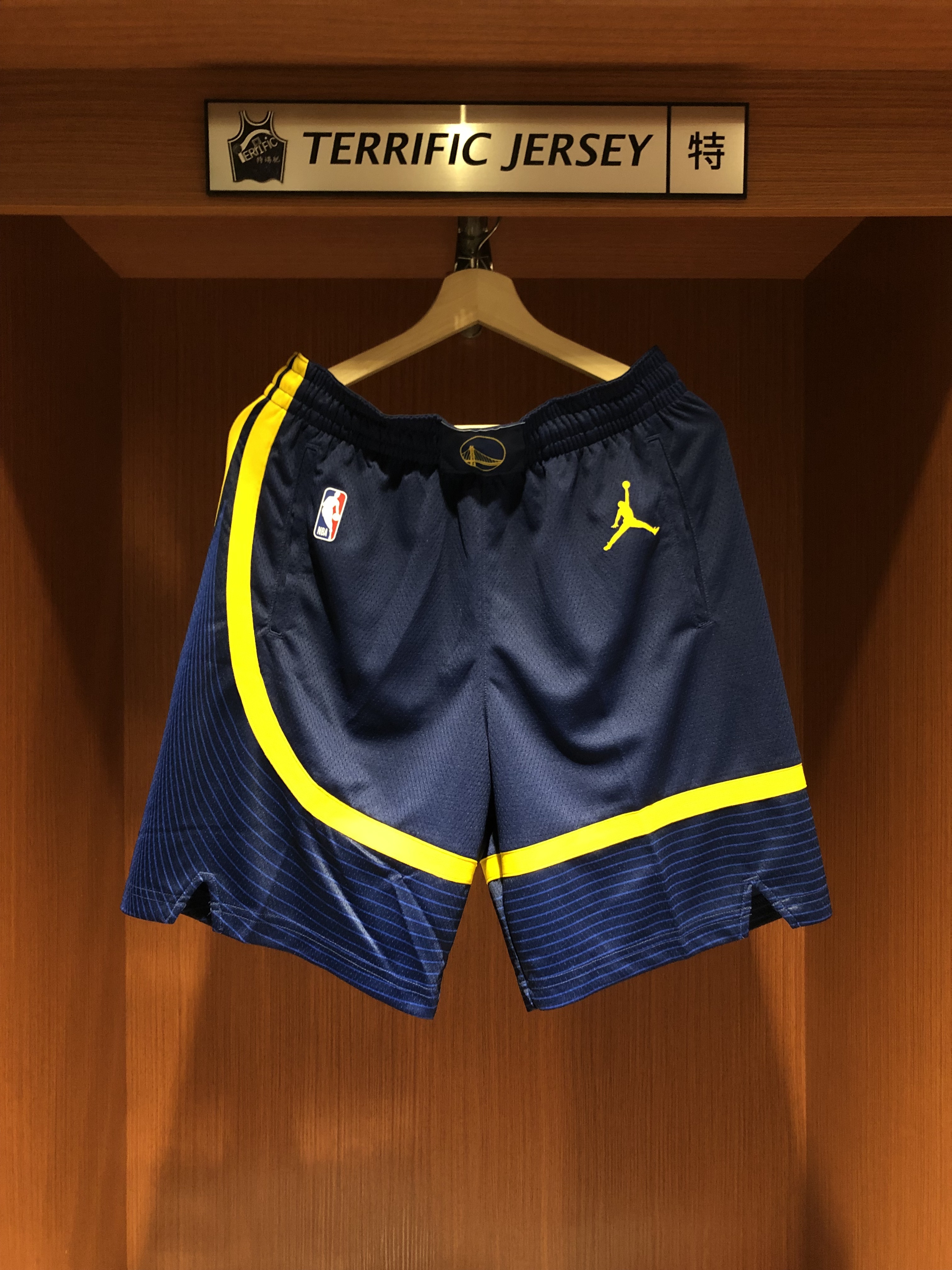 NBA球褲 Golden State Warriors 金州勇士深藍球褲 Jordan Statement Swingman Shorts 球迷版 有口袋 全新