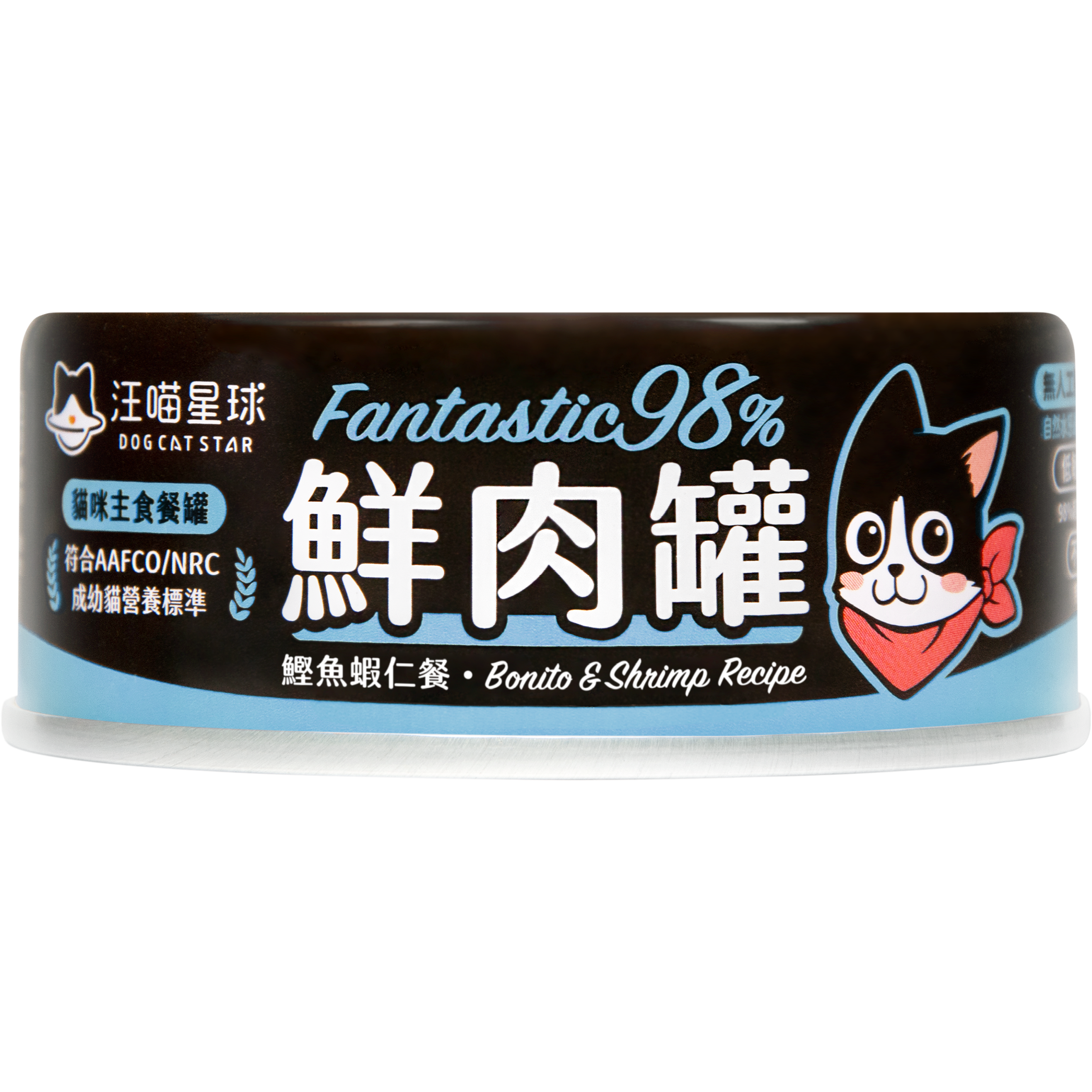 汪喵星球 – FANTASTIC 98% 鮮肉無膠主食罐 (鰹魚蝦仁) 80g (原箱24罐優惠 $324)