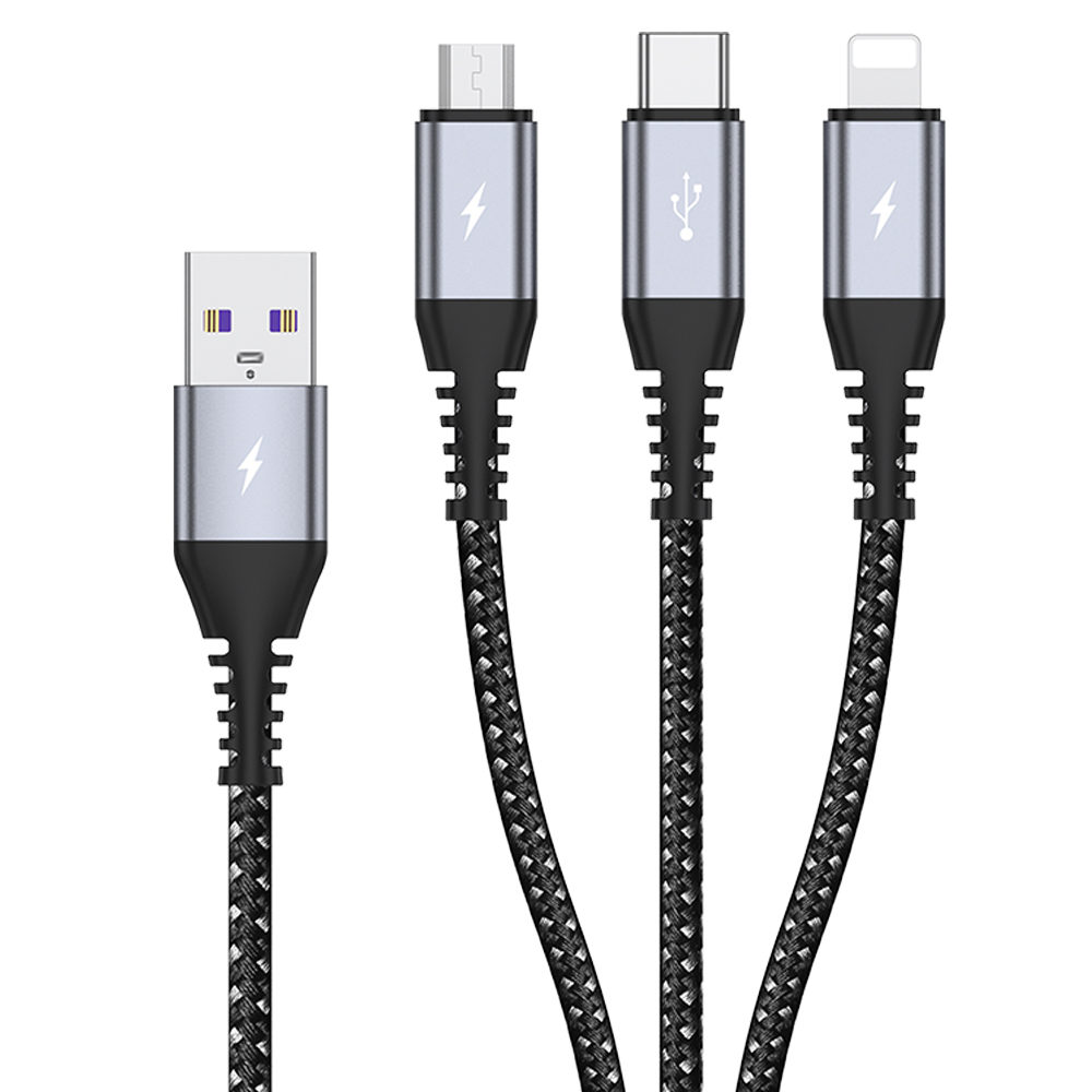 TOTU 拓途 一分三 Lightning/安卓MicroUSB/TypeC充電線傳輸線 CB-5系列 1.2M