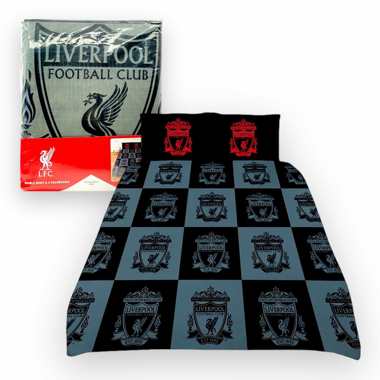 利物浦黑色格仔雙人被袋連枕袋