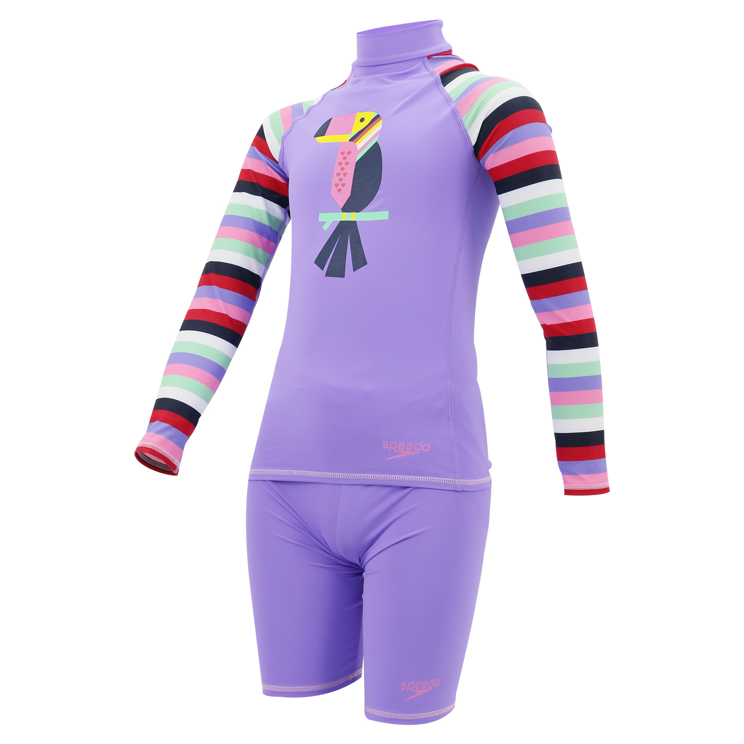 幼童長袖印刷防曬套裝 - 紫