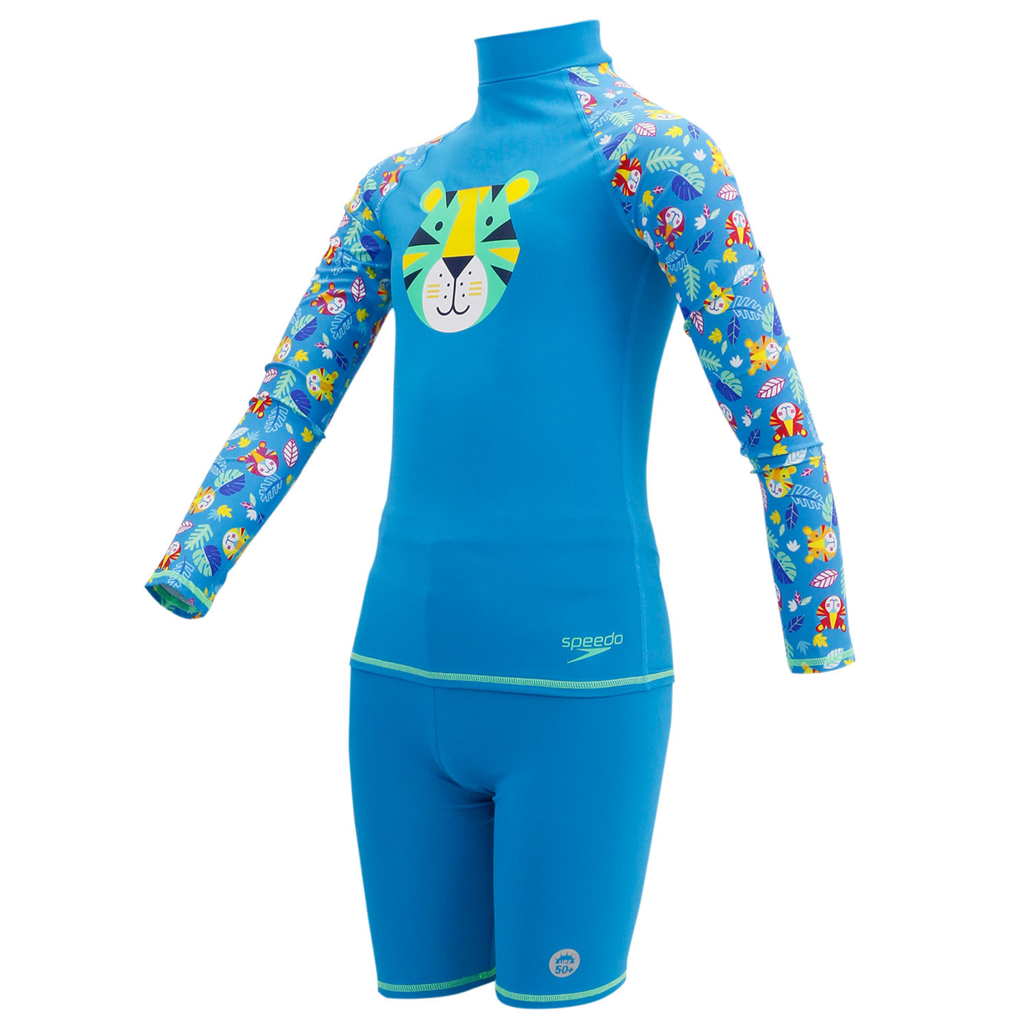 幼童長袖印刷防曬套裝 - 藍