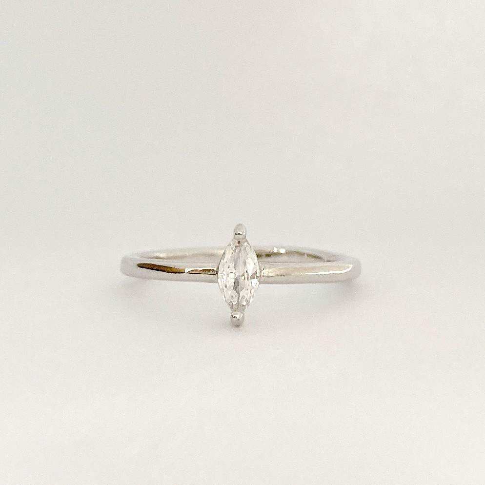 馬眼形 純銀戒指