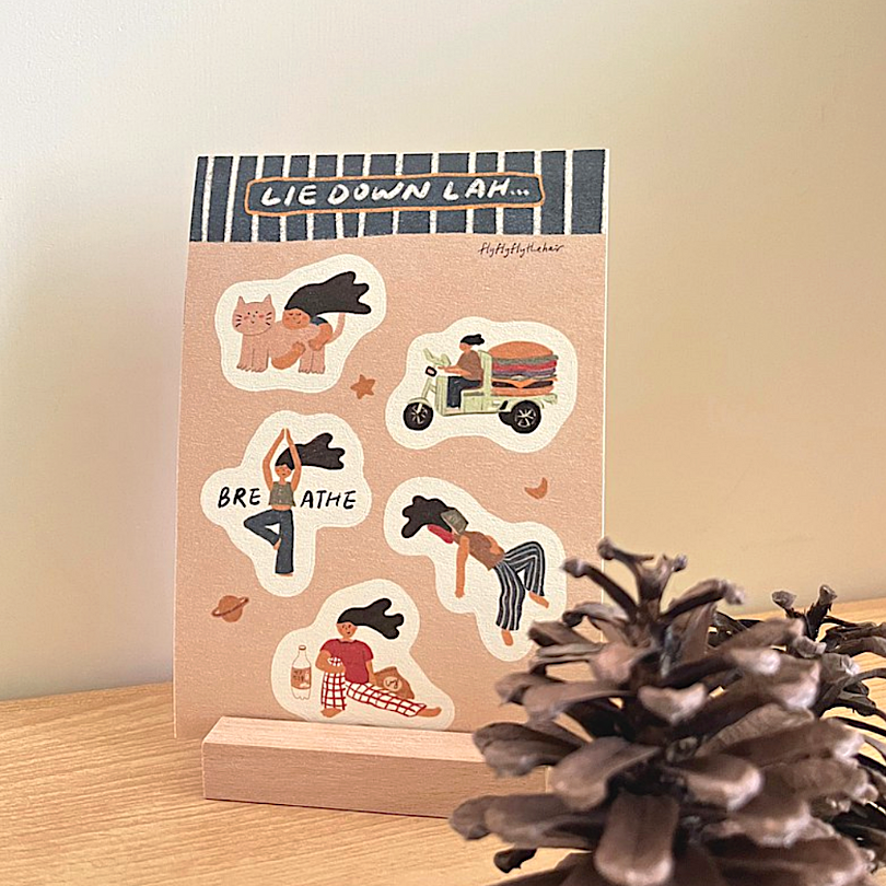 Flyflyflythehair Sticker－Lie Down Lah (Hong Kong Stationery Brand)