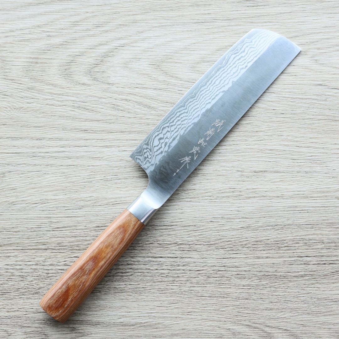 加茂勝康 菜切刀 165mm VG10鋼 大馬士革