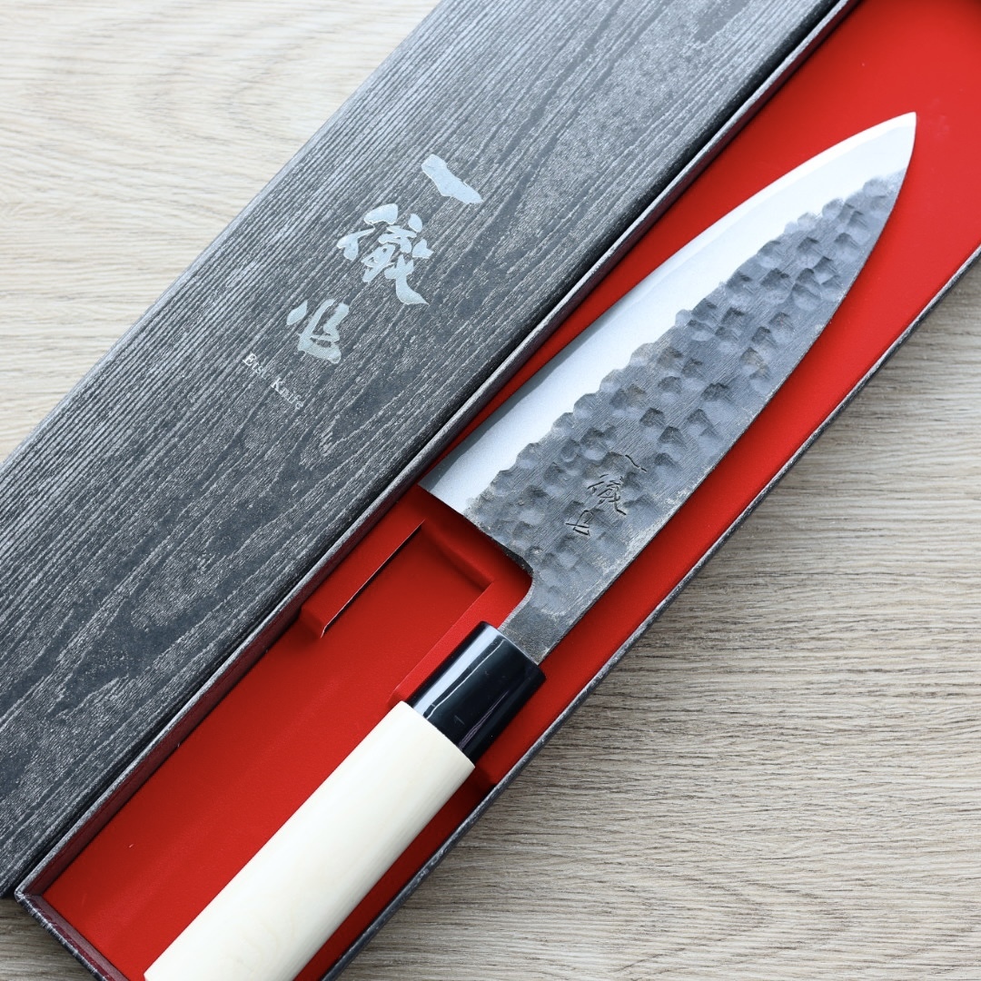 一徹 出刃 165mm 白紙鋼 黑打/左手用