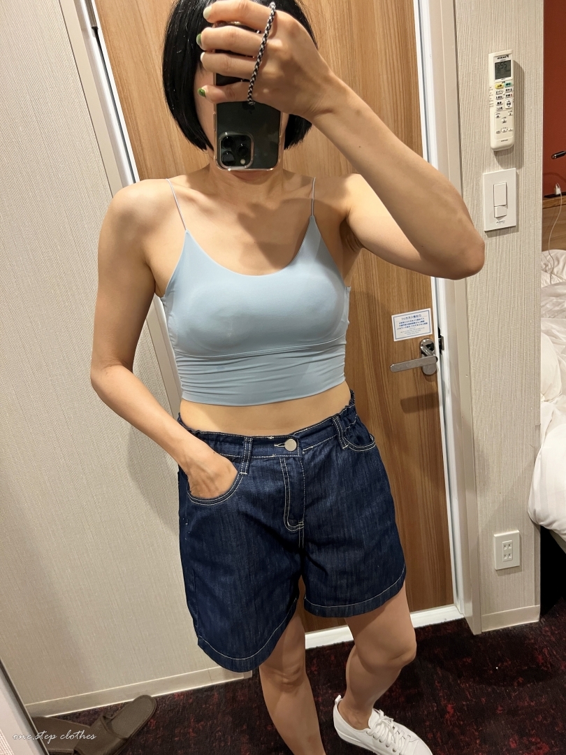 正韓滑面超彈性細肩小可愛 (藍)