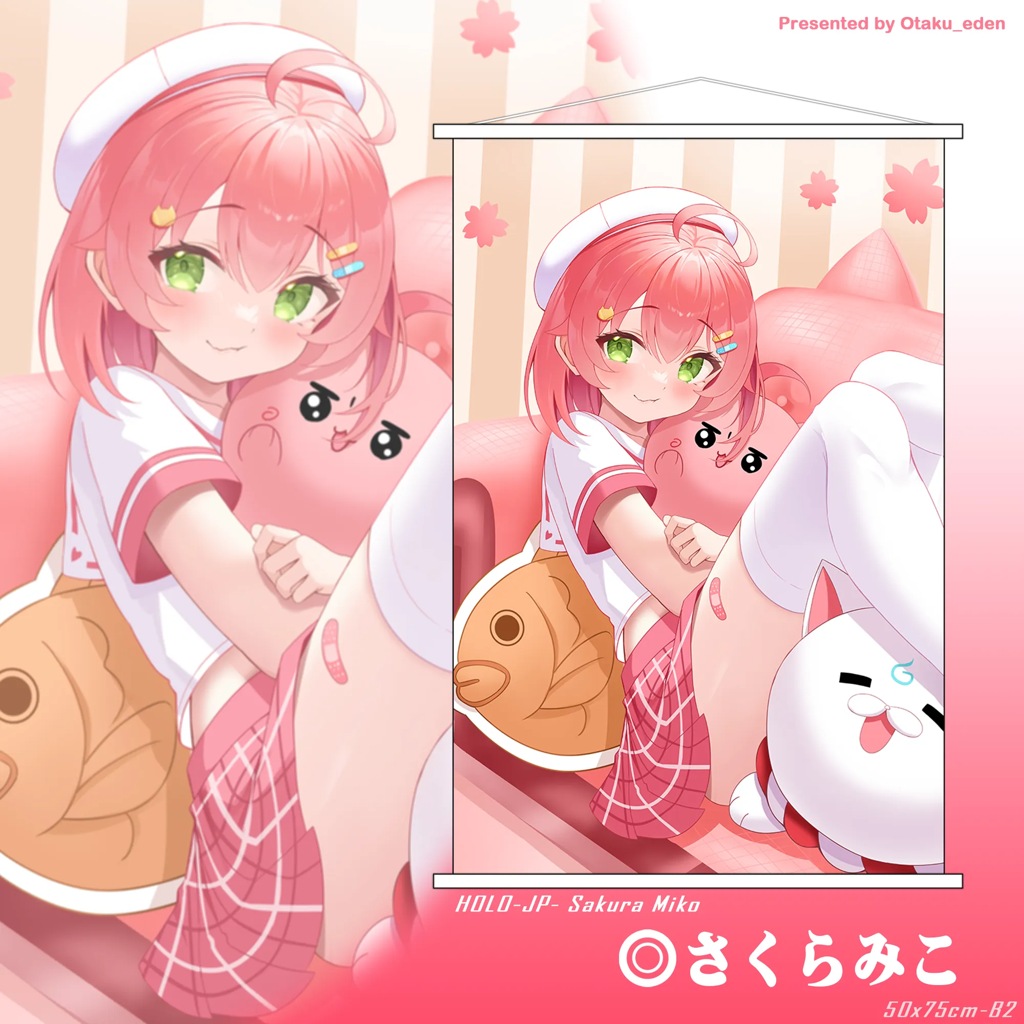 「同人代購」FF41 さくらみこ Sakura Miko <Q VER> 掛軸 50x75cm