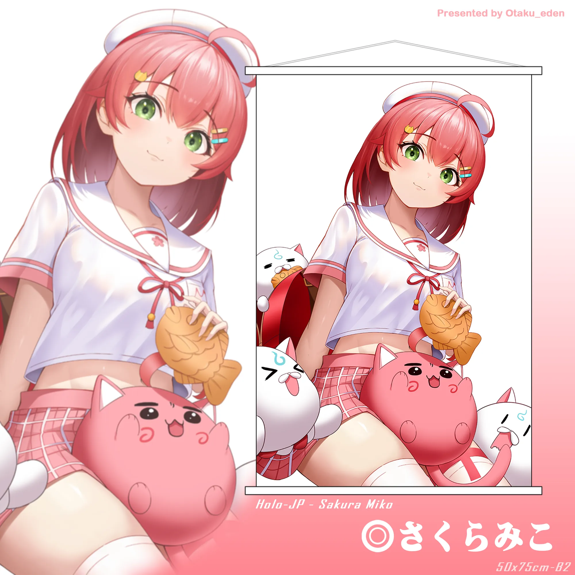 「同人代購」FF41 さくらみこ Sakura Miko <セーラー服> 掛軸 50x75cm