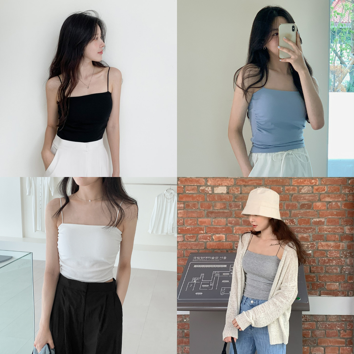 韓國Cherrykoko授權 極簡四色抹胸剪裁細肩背心