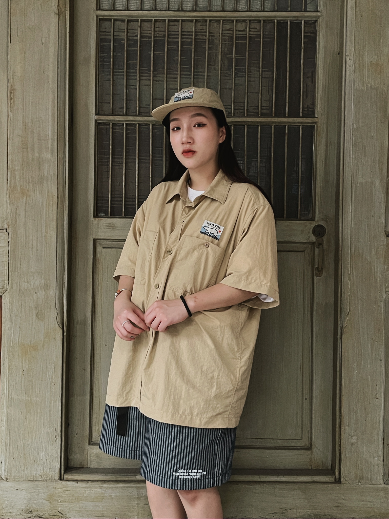 <快速出貨>HUMAN MADE 北極熊衝出北極圈 短袖襯衫 卡其