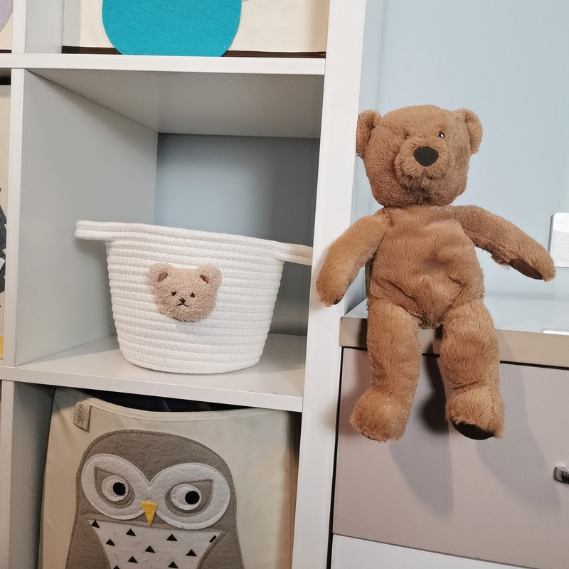 《1694》韓國小熊編織雙耳置物收納籃